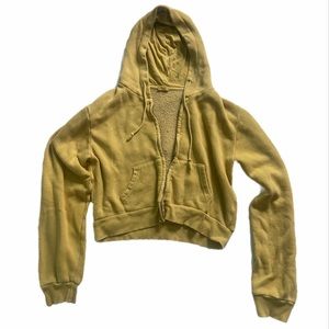 Brandy Melville mustard yellow cropped sweatshirt